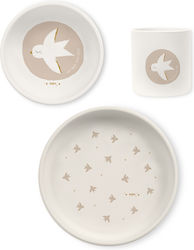 Saro Fly Free Silicone Baby & Kids Feeding Set with Anti-Slip Beige Base 3 Pieces