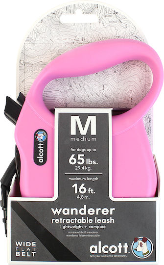 Alcott Λουρί/Οδηγός Σκύλου Ιμάντας Wanderer σε Ροζ χρώμα 5m έως 30kg