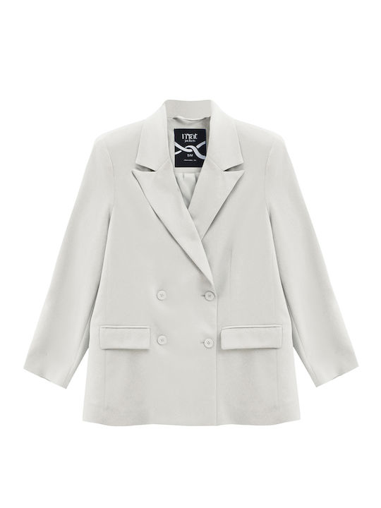 Mat Fashion Women's Double Breasted Beige Blazer 0003.4515.N.W-off-white