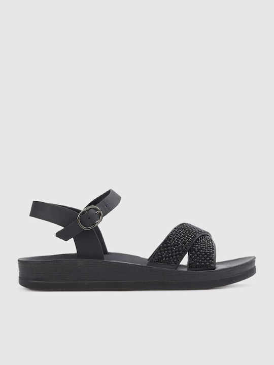 Verde Women's Flat Sandals Black