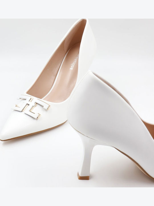Diamantique Pantofi Cu Toc Albi