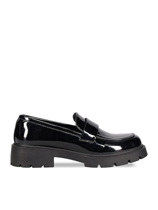 Patent Leather Women's Loafers in Black Colour