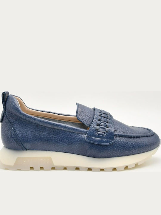 Hispanitas Leather Women's Loafers in Blue Colour