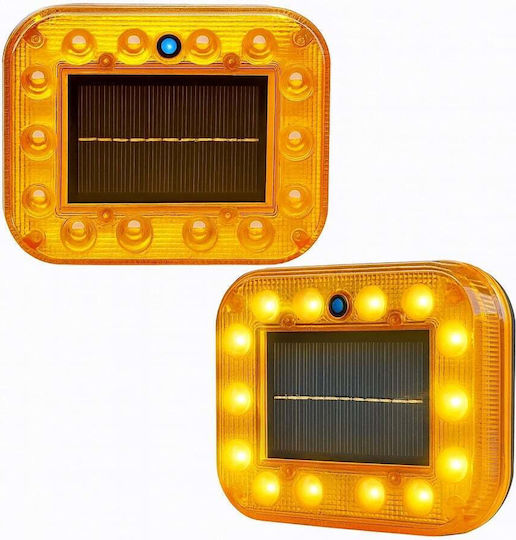 Set of 2 Solar Warning Led Lights Ip67 85×110mm Magnetic Base Trucks