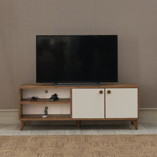 SteweHome Καρυδί TV-Ständer Mit Schrank & Regale 140x40x35cm