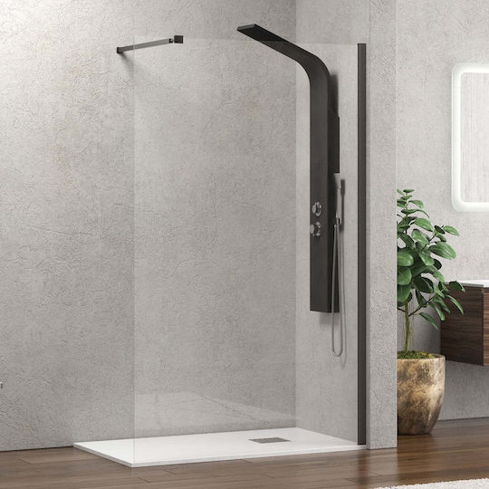 Karag Walkin 1 Σταθερό Πλαϊνό Ντουζιέρας 70x200cm Clear Glass Gun Metal