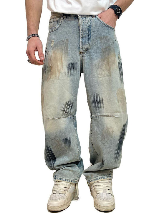 Paperinos Ανδρικό Παντελόνι Τζιν Baggy Stonewash Blue