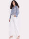 Damen Jeans Hosen in Gerade Bein Stil Weiß