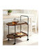 Oval Side Table Whelea Wooden with Wheels Walnut-Black W60xL40xH69cm