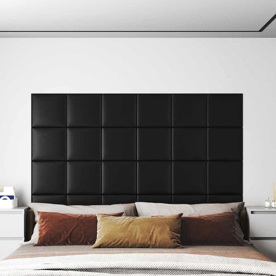 vidaXL Wall Bed Headboard 12 Pcs 30 x 30 cm Black Fabric
