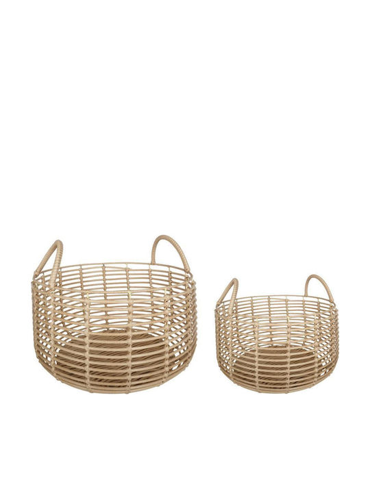 Espiel Σετ Διακοσμητικά Καλάθια Rattan με Χερούλια 2τμχ