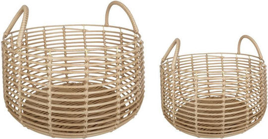 Espiel Set Dekorative Körbe Rattan mit Griffen 2Stücke