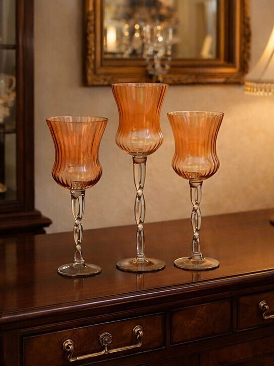 Galifas Set Kerzenhalter Glas für Teelichter 3 Stück