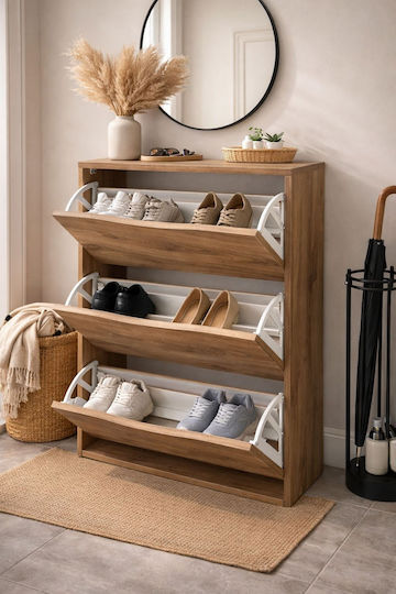 SteweHome Schuhorganisatoren aus Spanplatte mit Klappbaren Türen Für Eingang 60x24x120cm