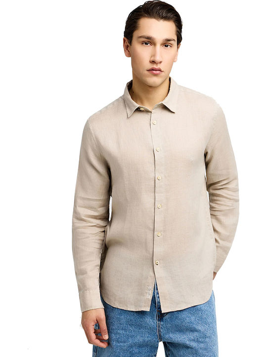 Funky Buddha Long Sleeve Linen Shirt in Regular...