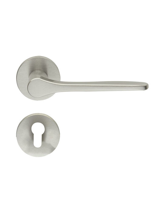 Ilavio Middle Door Lever with Rosette Pair Nickel Matte