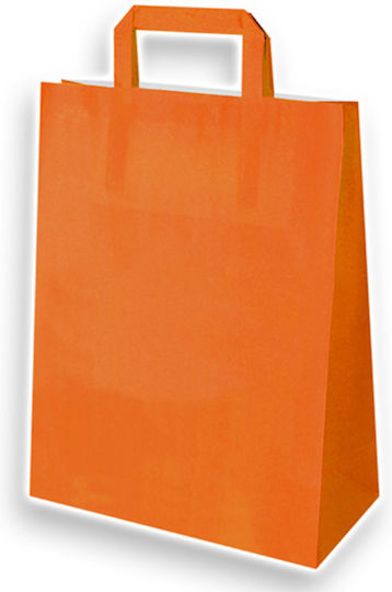 Mparkas Paper Packaging Bags with Handle Orange 26x12x35cm 100 Pieces