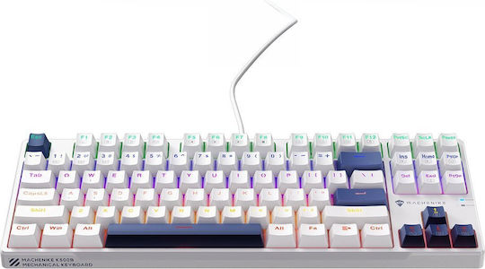 Machenike K500B-B87 Gaming Mechanical Keyboard Tenkeyless with Custom Red Switches and RGB Lighting English US White