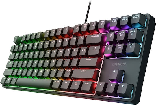 Trust 25724 Gaming Μηχανικό Πληκτρολόγιο Tenkeyless με Huano Brown διακόπτες και RGB φωτισμό (Αγγλικό US)