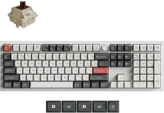 Keychron Q6 Ultra 8K Q6U-P3 Kabelloses Gaming-Technik Tastatur mit Keychron Seide POM Braun Schaltern und RGB-Beleuchtung Englisch (US) Weiß