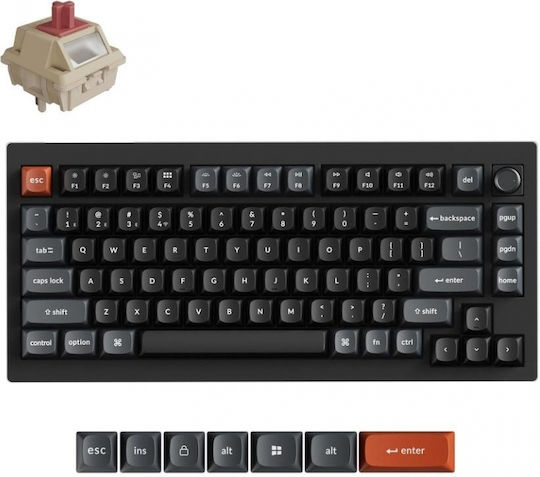 Keychron V1 Ultra 8K V1U-D1 Безжична Гейминг Механична Клавиатура с Keychron Silk POM Червени Превключватели и RGB Осветление (Английски US)