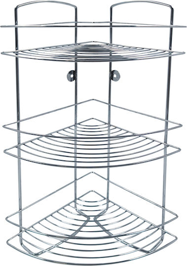 TnS Corner Wall Mounted Bathroom Shelf Metallic 20x20x48cm Silver