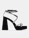 Fabric Sandals with Strass Black