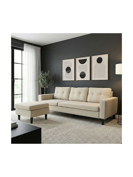 Maneli Colțar cu Unghi Reversibil Bej 196x138x82cm