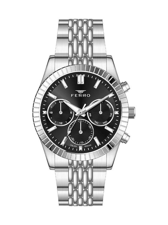 Ferro Men's Battery Watch With Silver Metal Bra...