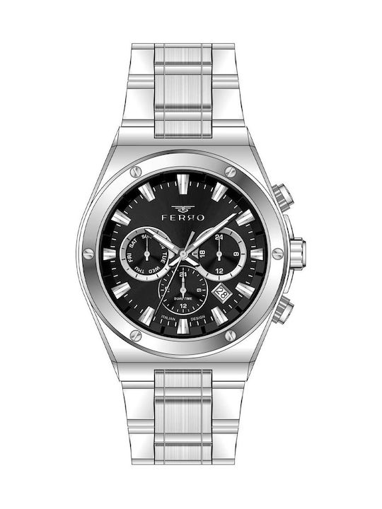 Ferro Men's Battery Watch With Silver Metal Bra...