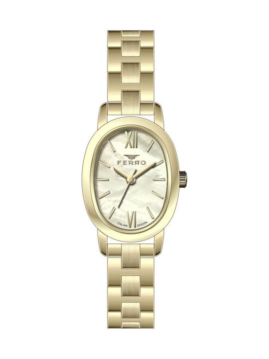 Ferro Men's Battery Watch With Gold Metal Bracelet