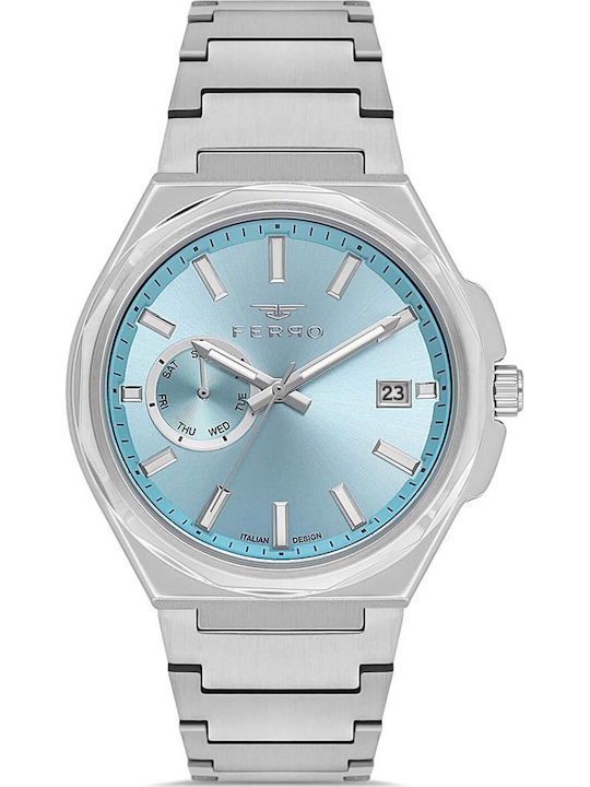 Ferro Men's Battery Watch with Silver Metal Bra...