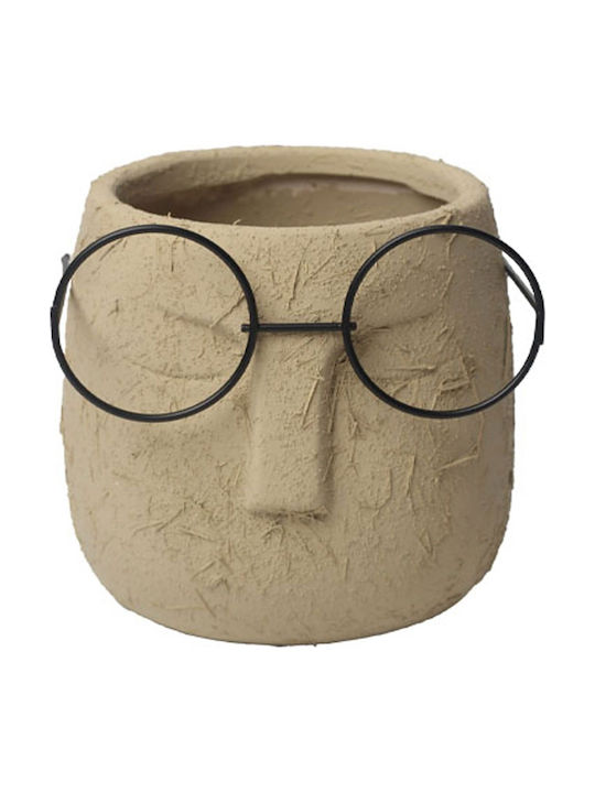 Marhome Ceramic Beige Plant Pot 12x12x12cm
