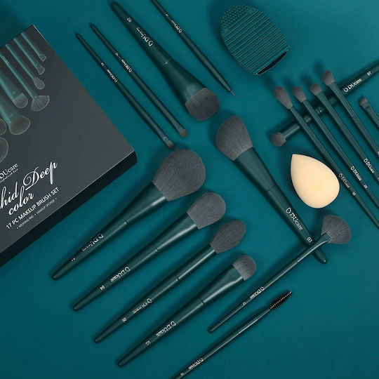 DUcare Professional Set with Make Up Brushes and Sponges for Powder Dark 19 Pieces