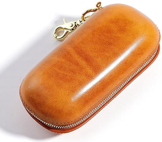 Leather Sunglasses Storage Case Pressure Resistant Vegetable Tanned Yellow