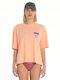 Women's Sports T-shirt Floral Orange