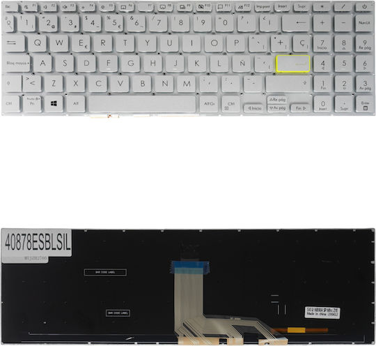 Испанска Клавиатура За Лаптоп Asus Vivobook 15 S533 X513 M513 M5600ia S15 S533ua S533ea M513u M513ua M513ia X513ea X513ep X513eq 90nb0sg4-r31fr0 Es Без Рамка С Подсветка Сребриста Код 40878esblsil