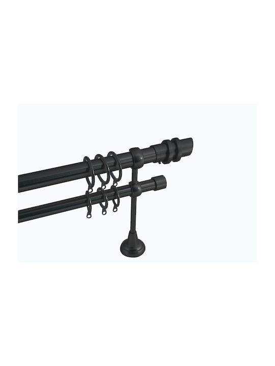 Frans Extendable Metallic Curtain Pole Single Diameter 25mm Length 140-250cm Black