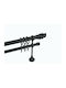 Frans Extendable Metallic Curtain Pole Single Diameter 25mm Length 140-250cm Black