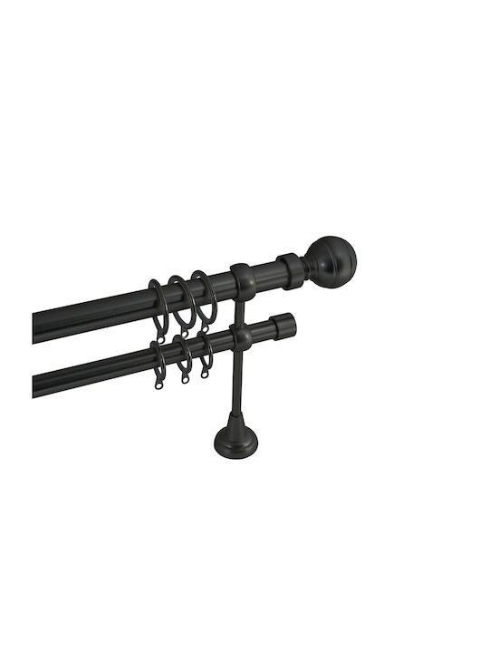 Frans Extendable Metallic Curtain Pole Single Diameter 25mm Length 140-250cm Black