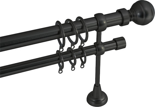 Frans Ausziehbare Metallische Vorhangstange Einzeln Φ25mm 140-250cm Schwarz