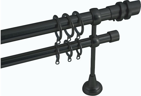 Frans Ausziehbare Metallische Vorhangstange Einzeln Φ25mm 140-250cm Schwarz Matt
