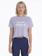 Γυναικείο Crop Top Βαμβακερό Κοντομάνικο Λιλά