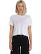 Women's Cotton Short Sleeve White Crop Top