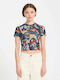 Women's Crop Top Short Sleeve Multicolour Multi