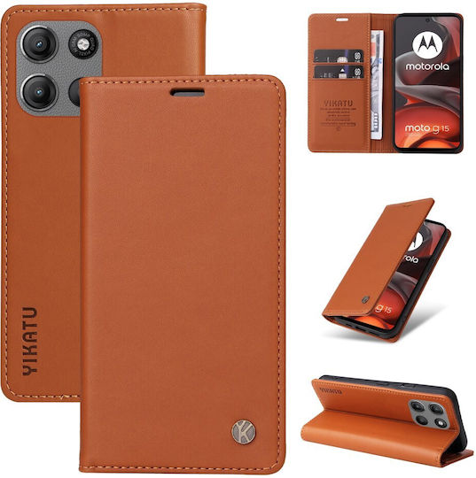 Yikatu Book Synthetic Leather / Silicone Brown Moto G15