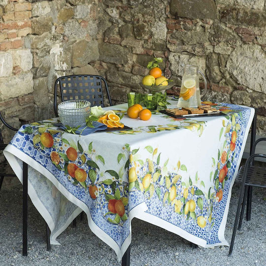 Tessitura Toscana Telerie Linen Tablecloth Sevillana Orange 170x170cm