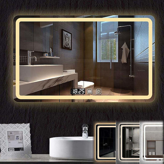 709001 Ορθογώνιος Led Αφής από Μέταλλο 90x70cm Λευκός