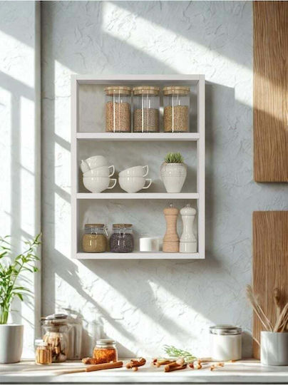 Weißes Wandregal für Küche und Bad Dreistufig 43,6x (6cmx9cmx60cm)
