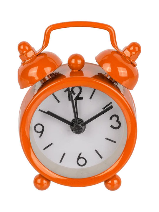 Zmart Imports Tabletop Clock with Indicators Metal with Alarm Clock Orange
